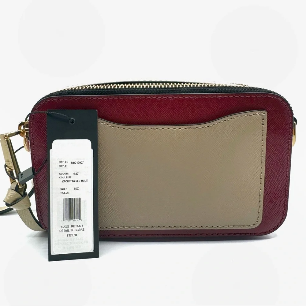 NEW Marc Jacobs Vachetta Red Burgundy Maroon Multi Snapshot Camera Crossbody Bag_4